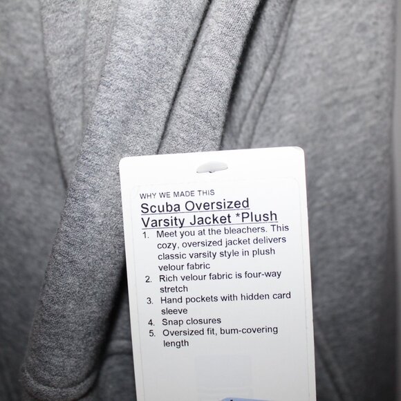 NWT Lululemon Scuba Oversized Varsity Jacket Plush HMDG Gray Snap Front M/L - Picture 7 of 9